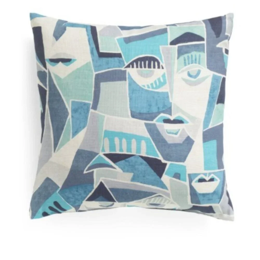 Canaan Company Modern Face Decorative Pillow Blue Twilight 23